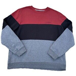 LL Bean Vintage Sweatshirt Mens Size Large L Color Block Crew Neck Pull Over